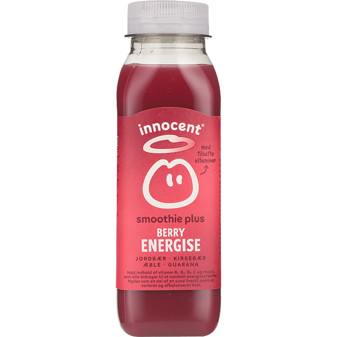 Smoothie m. jordbær, kirsebær, æble og guarna