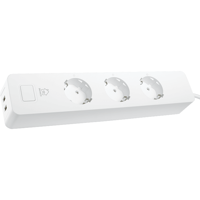 Deltaco Smart stikdåse med 3 stik og 2 USB-porte - hvid