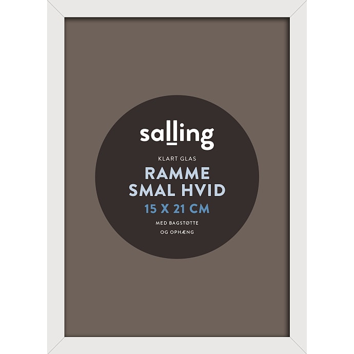 Hvid ramme m. glas - 15x21 cm