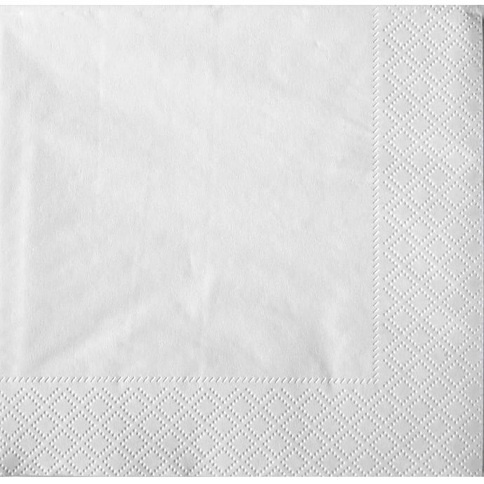 Windsor ensfarvede servietter 33x33 cm 20-pak - Hvid