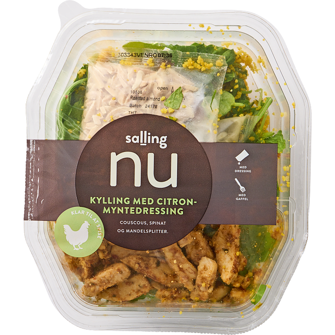 Måltidssalat m. kylling, couscous og citron-myntedressing