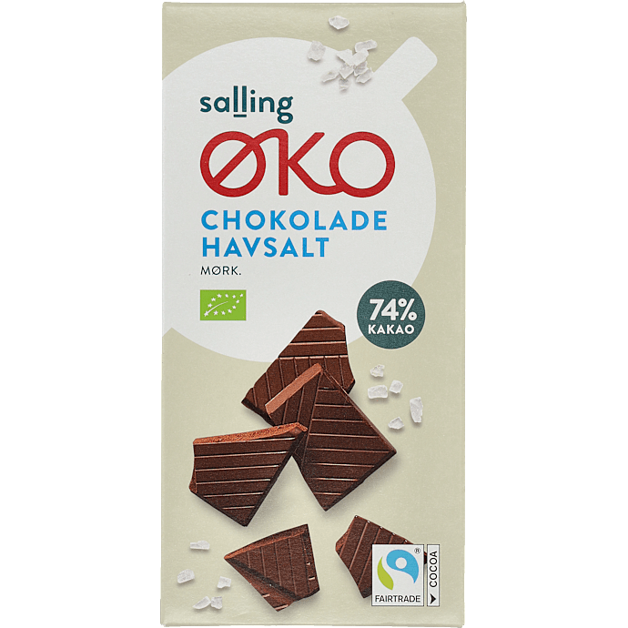 Mørk chokolade m. havsalt øko