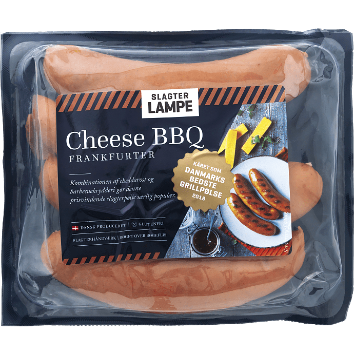 Frankfurtere m. ost og BBQ-smag