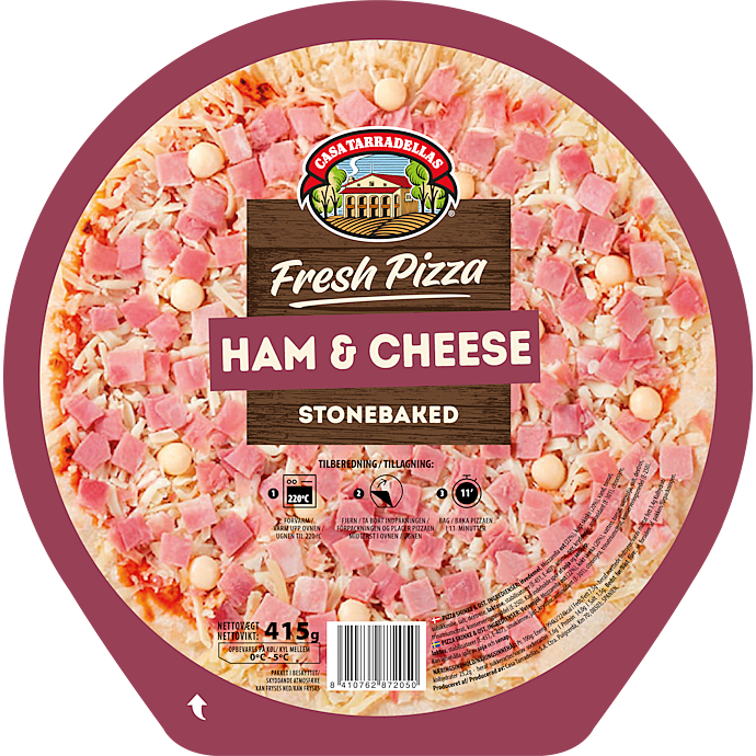 Pizza m. skinke og ost