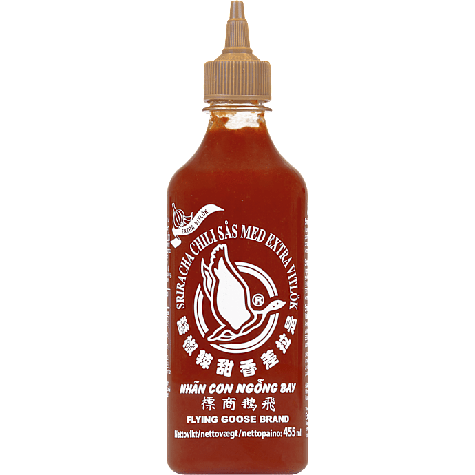 Sriracha chilisauce m. ekstra hvidløg stærk