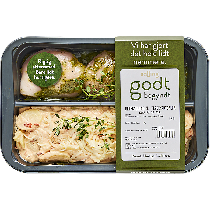 Kylling m. urtemarinade og flødekartofler