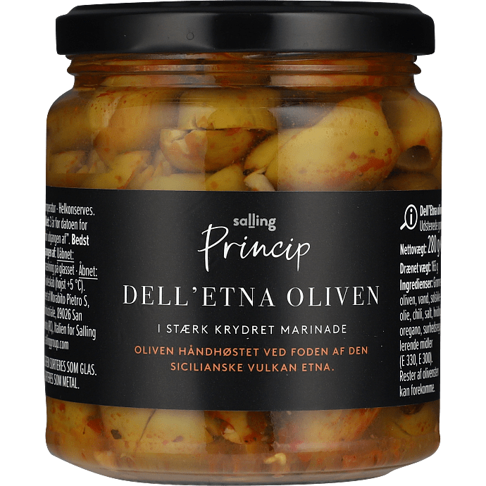 Grønne oliven m. marinade u. sten