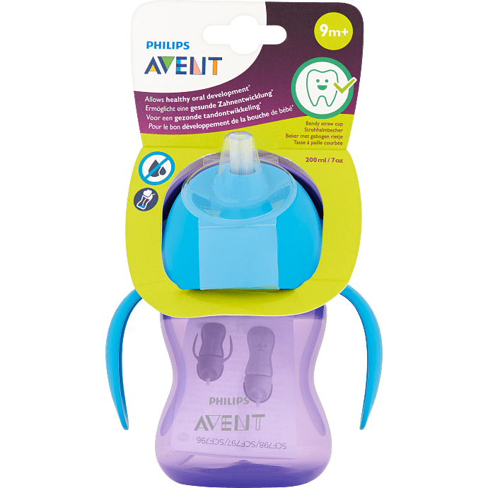 Kop m. sugerør 200 ml 9+ mdr. - flere varianter - assorteret
