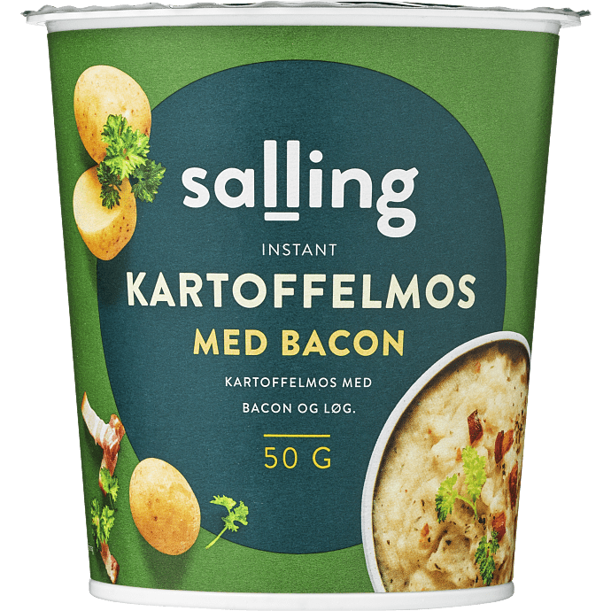 Kartoffelmos m. bacon og løg