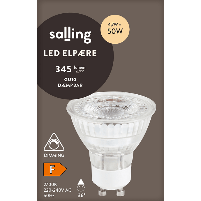 Salling LED spotpære 4,7W - varmt hvidt lys