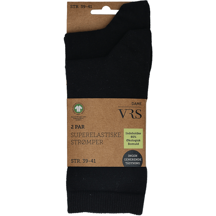 VRS dame 2-pak strømper 39/41 - sort