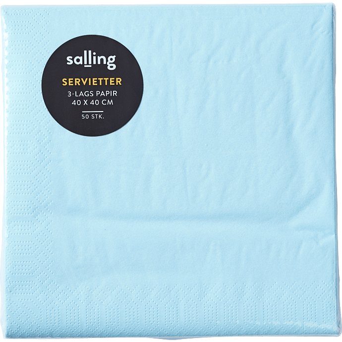 Salling ensfarvede servietter 40x40 cm 50-pak - lyseblå