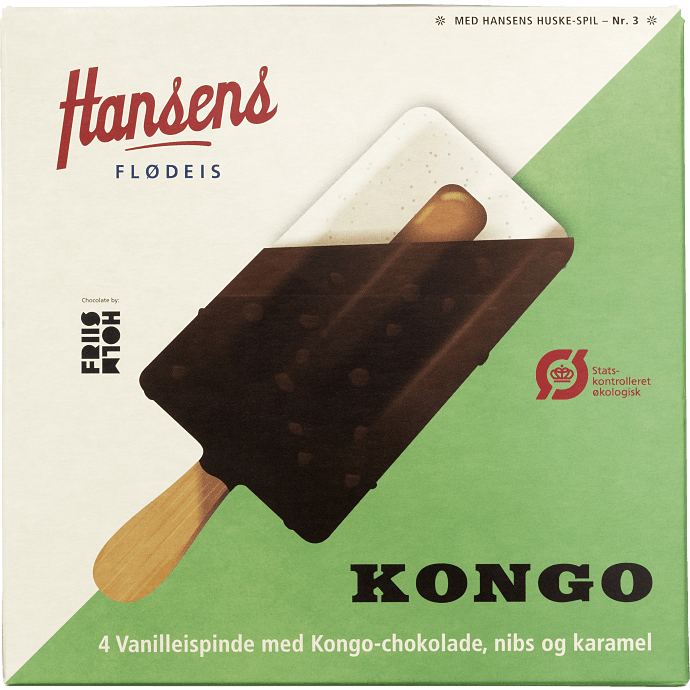 Flødeis m. vanilje, karamel og chokoladeovertræk øko