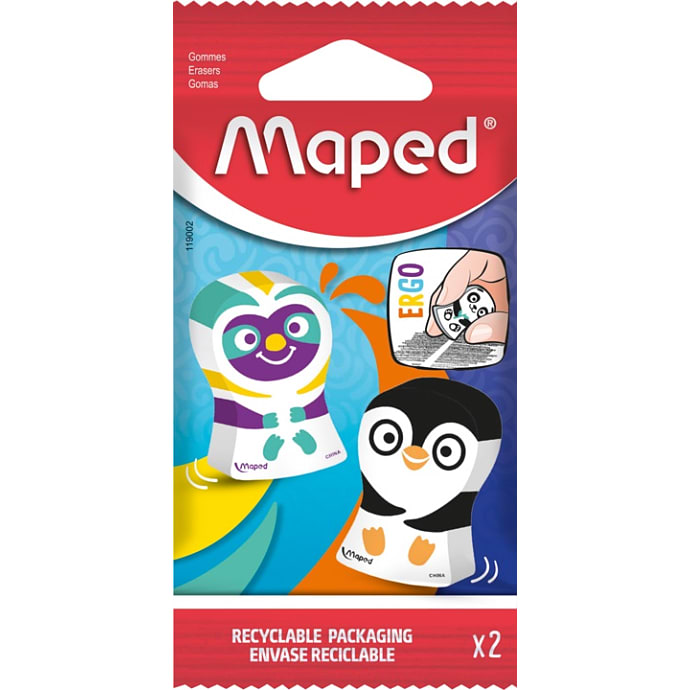 Maped viskelæder 2-pak - assorteret