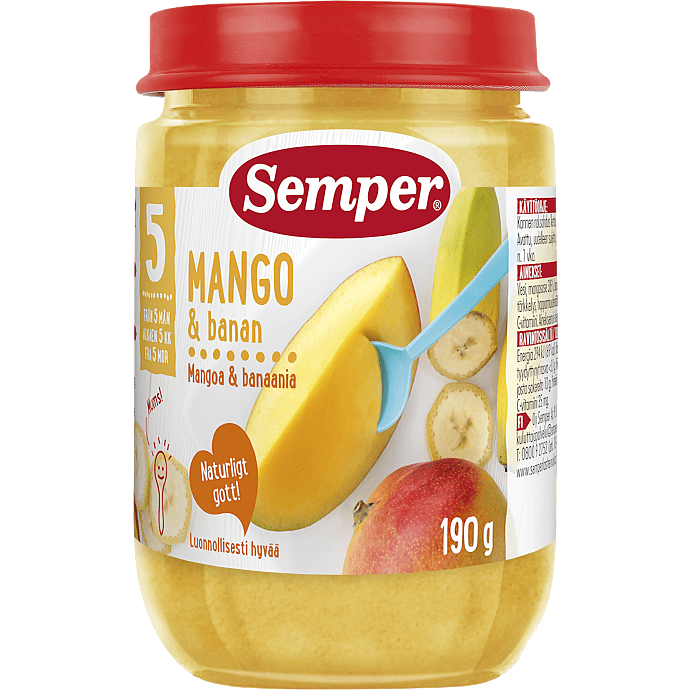 Frugtmos m. mango og banan fra 5 mdr.