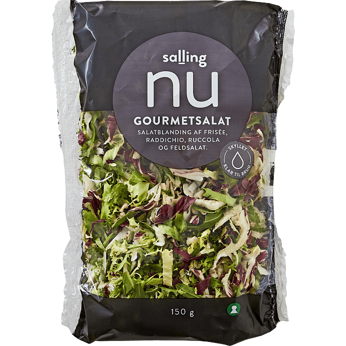 Snittet og skyllet gourmet salatblanding