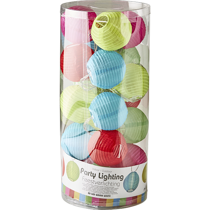 Lyskæde 20 LED rispapirlamper 10,75 meter - multifarvet
