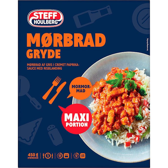 Mørbradgryde m. cremet paprikasauce og ris