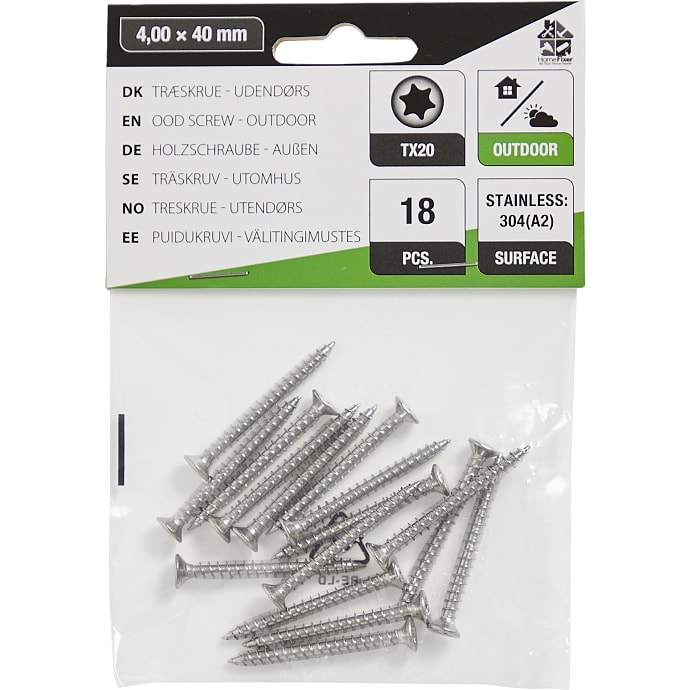 HomeFixer udendørs skruer 4x40 mm 18 stk