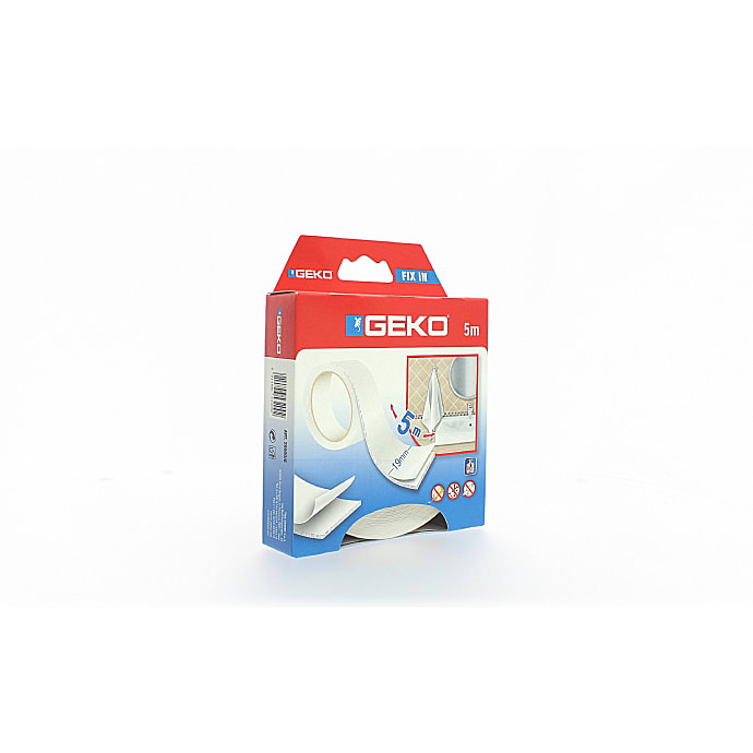 GEKO dobbeltsidet skumtape 5 meter - hvid