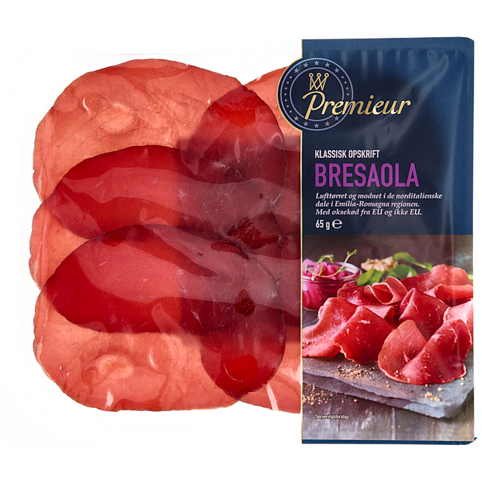 Lufttørret italiensk bresaola i skiver