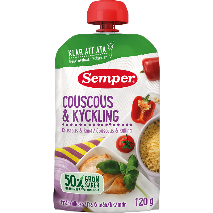 Mos m. couscous og kylling fra 6 mdr.