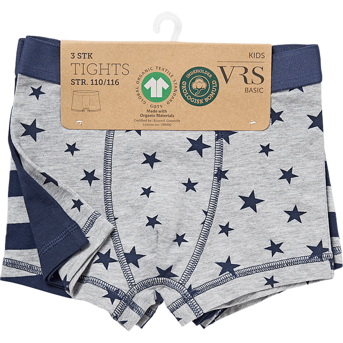 VRS børne 3-pak boxershorts str. 122/128 - multifarvet