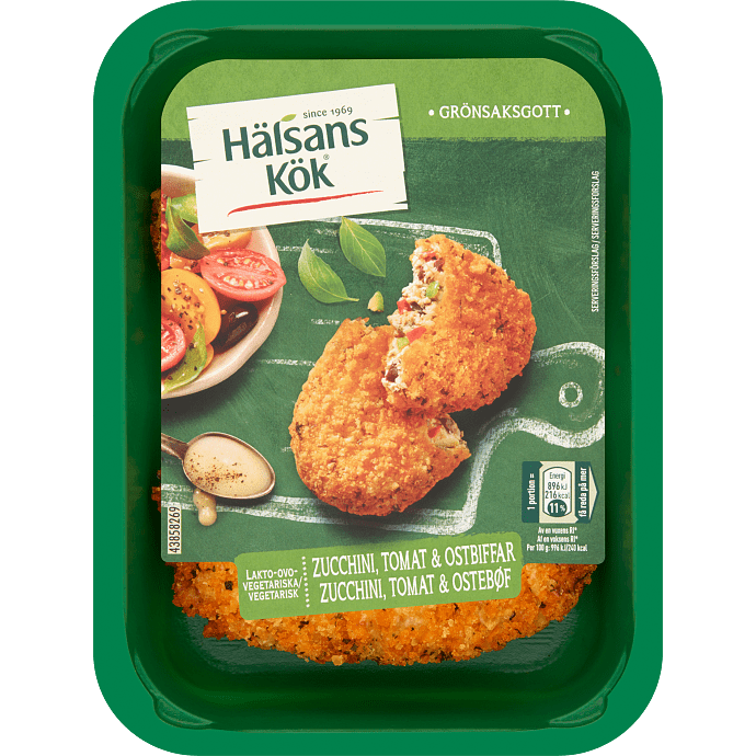 Plantebaserede bøffer m. zucchini, tomat og ost vegetarisk