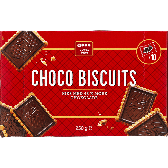 Kiks m. mørk chokoladeovertræk