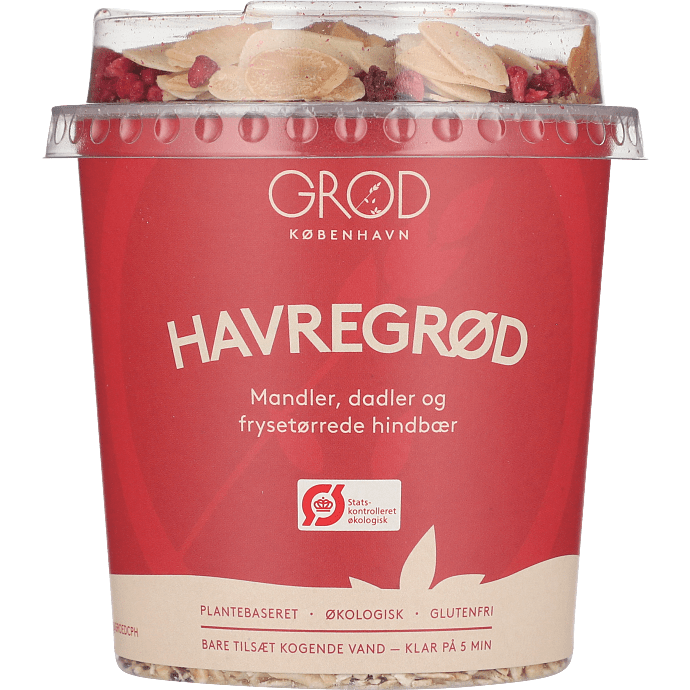 Instant grød m. mandler, rørsukker og hindbær glutenfri øko