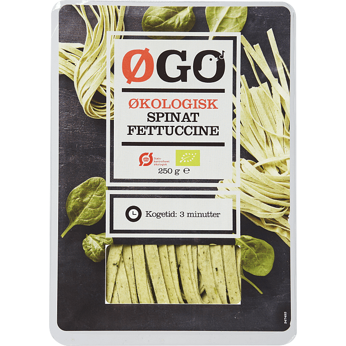 Fettucine m. spinat øko