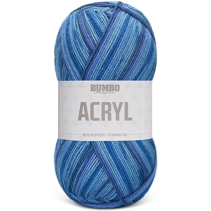 BUMBO Akrylgarn print -  lyseblå, blå og mørkeblå 121