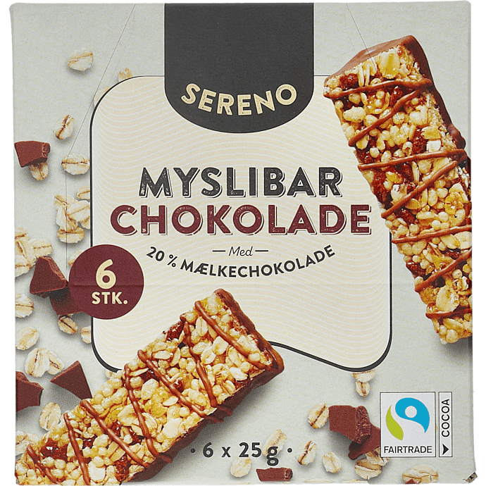 Müslibarer m. chokolade
