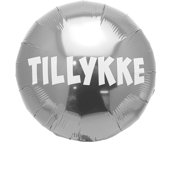 Salling folieballon "Tillykke" Ø: 44 cm - Sølv