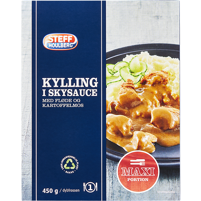 Kylling i skysauce m. kartoffelmos