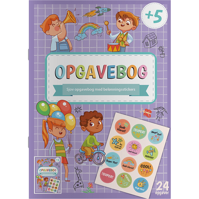 Opgavebog med stickers balloner 24 A4