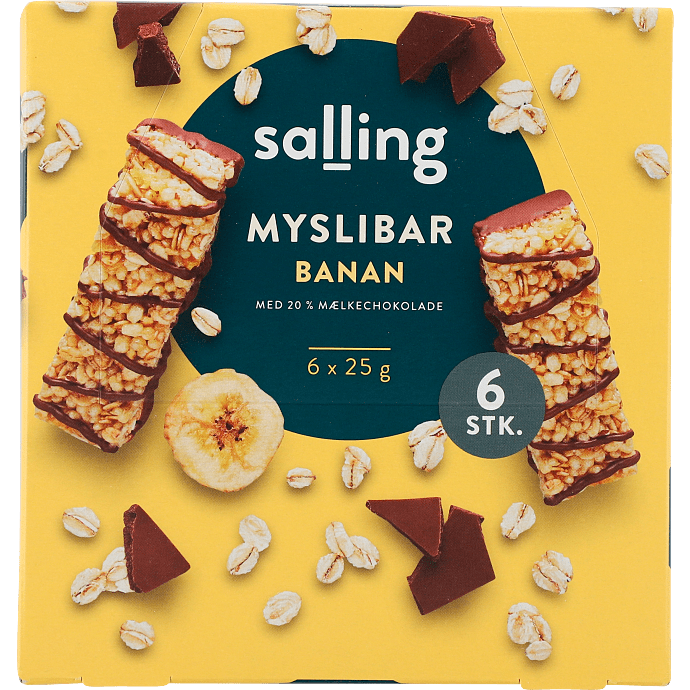 Müslibar m. mælkechokolade og banan