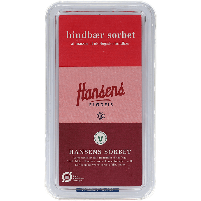 Sorbetis m. hindbær øko
