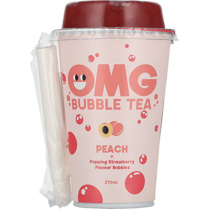 Bubbletea m. fersken- og jordbærsmag