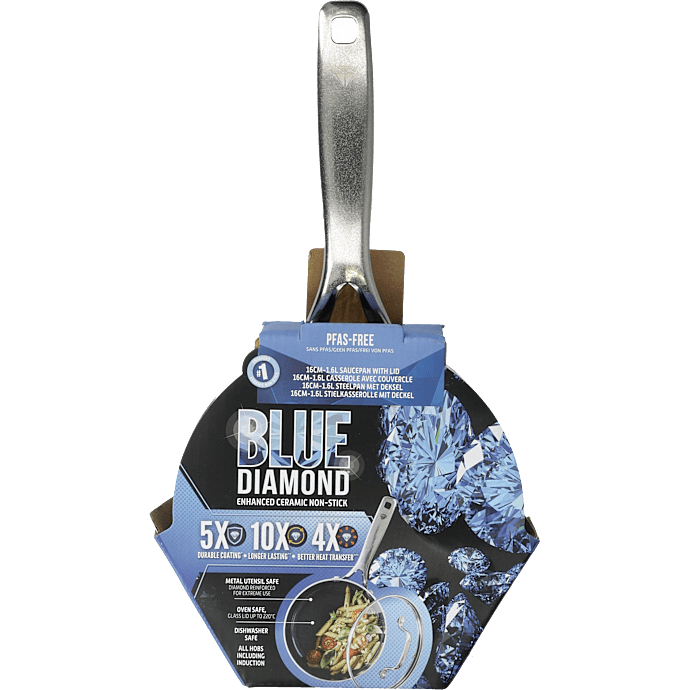 Blue diamond gryde med låg 1,6 liter - blå