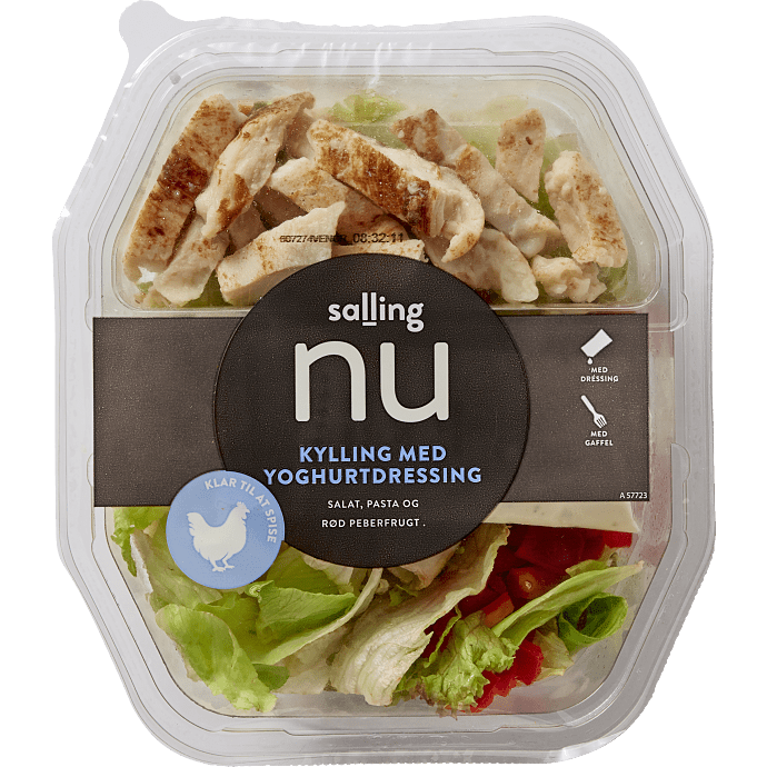 Måltidssalat m. kylling, pasta og yoghurtdressing