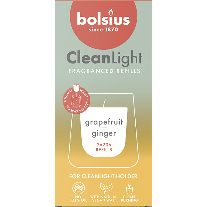 Bolsius Cleanlight refill duftlys 2-pak - grape og ingefær
