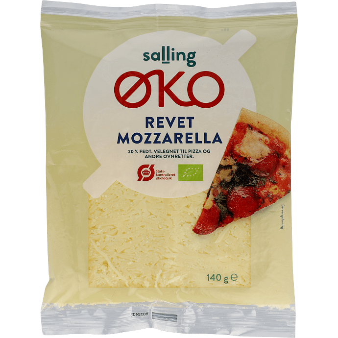Revet mozzarella 20% fedt øko