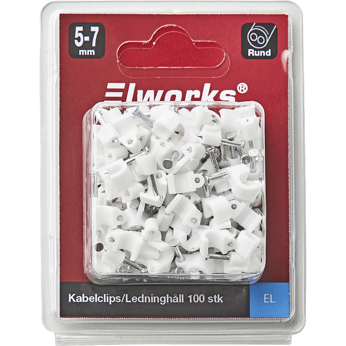 Elworks kabelclips 5-7 100 stk. - hvid