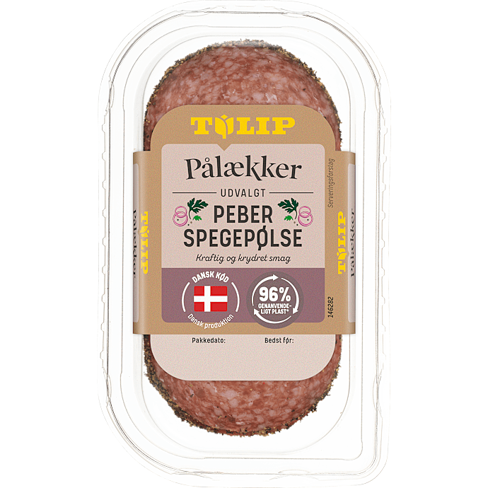 Spegepølse i skiver m. peber