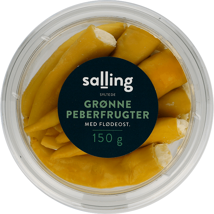 Syltede grønne peberfrugter m. flødeost