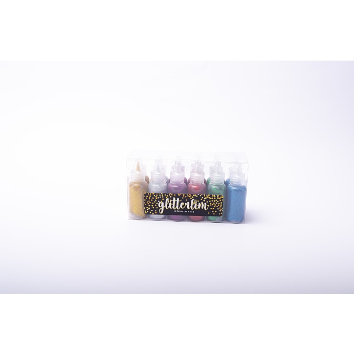 Glittergluesæt - 12stk - 20g - 6 farver