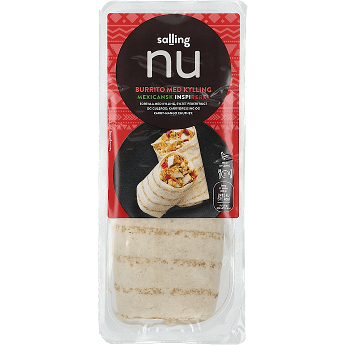 Burrito m. kylling og karry