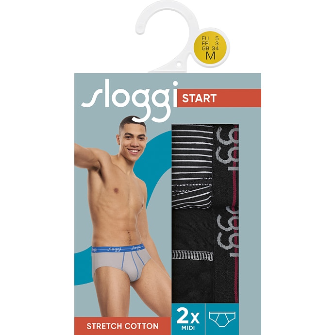 Sloggi herre 2-pak midi str. L -  stribet