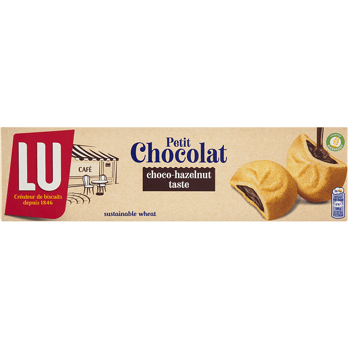 Kiks med chokolade- og hasselnøddefyld